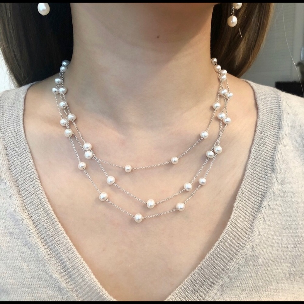 HP Freshwater AAA pearls 925 silver necklace - Picture 2 of 10